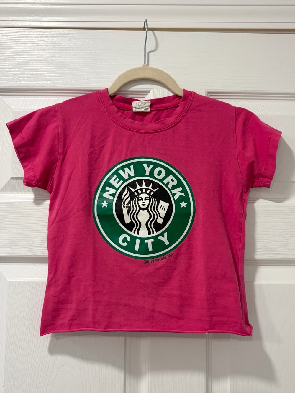 City Threads Hot Pink New York City Graphic Crop Top